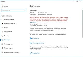 Windows 10 activation problem