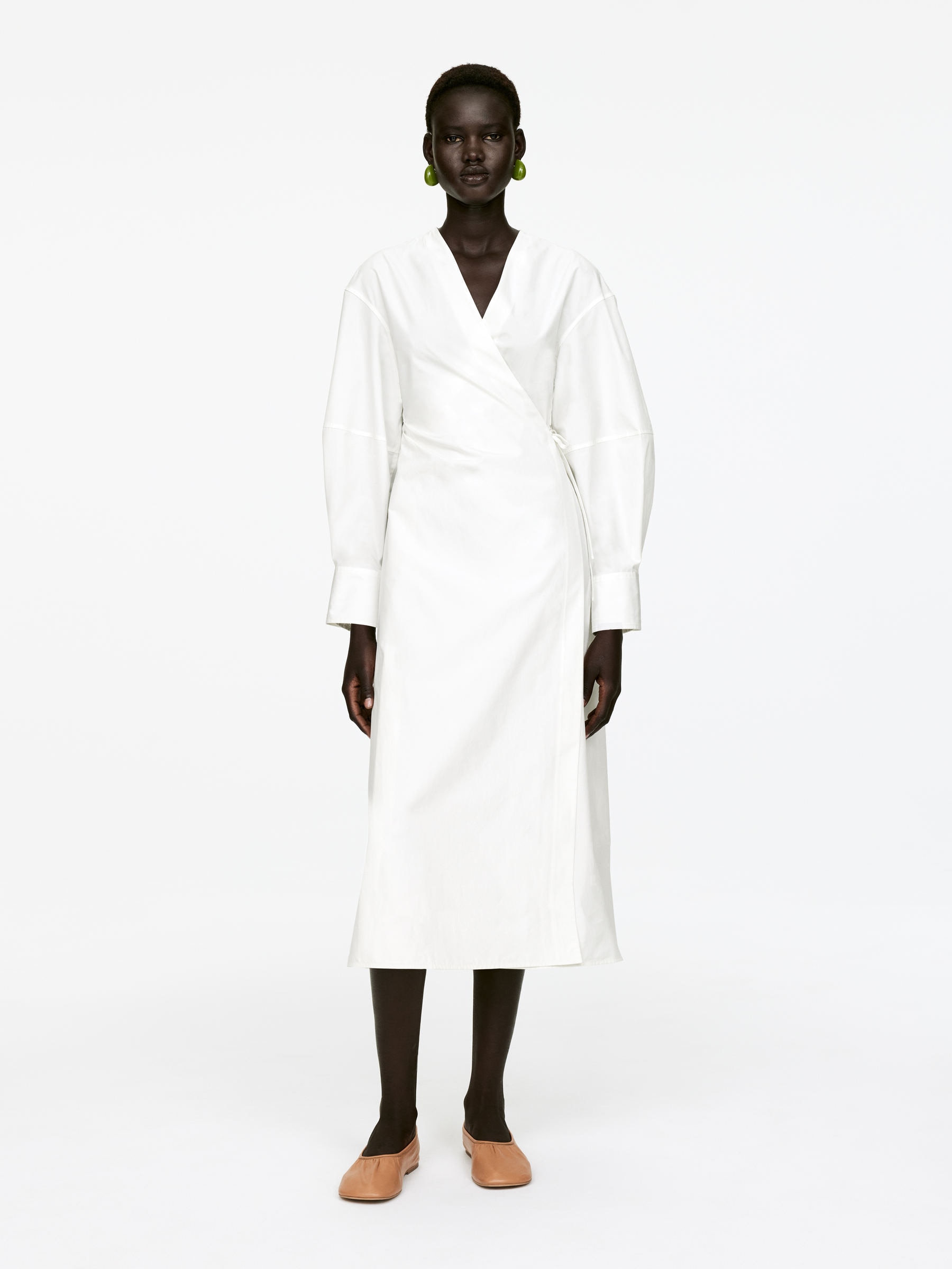 Cotton Wrap Dress 
 White 
 Women 
 Arket Gb