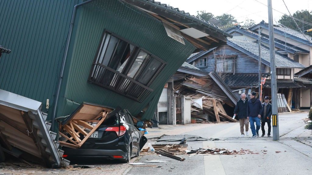 The aftermath of an earthquake in Japan