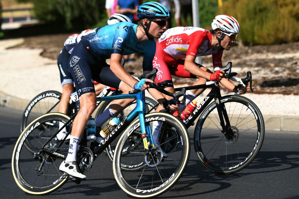 CORDOBA SPAIN AUGUST 26 LR Aleksander Vlasov of Russia and Team Astana Premier Tech and Guillaume Martin of France and Team Cofidis during the 76th Tour of Spain 2021 Stage 12 a 175 km stage from Jan to Crdoba lavuelta LaVuelta21 on August 26 2021 in Cordoba Spain Photo by Tim de WaeleGetty Images