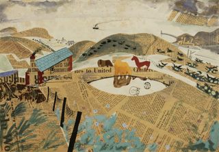 'Newhaven', Trevelyan (1938) on display at ‘Cut and Paste: 400 years of Collage’, Scottish National Gallery