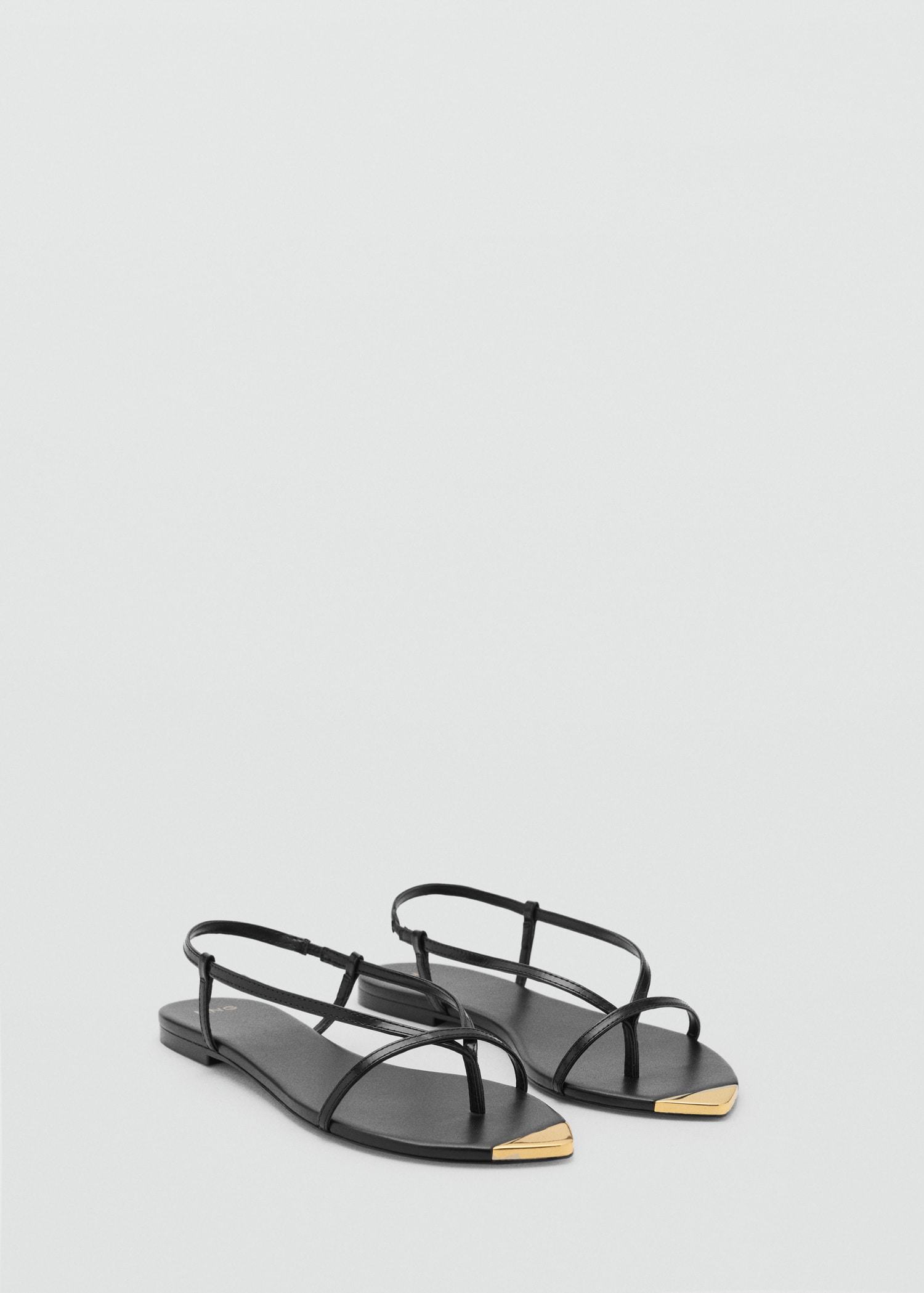 Leather Sandals With Strap and Contrasting Toe - Women | Mango United Kingdom