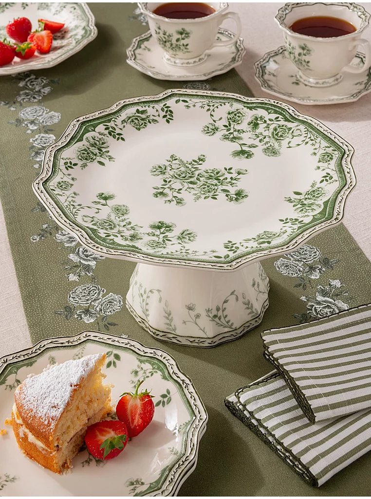 Stacey Solomon Green &amp;amp; White Rose Cake Stand