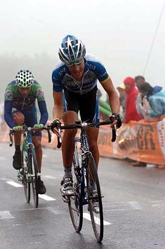 Tom Danielson (Discovery Channel) rides ahead of Adolfo Garcia Quesada