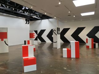 Installation view of Barbara Stauffacher Solomon's 2019 exhibition 'Relax into the Invisible' at LAXART
