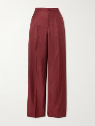 burgundy satin trousers