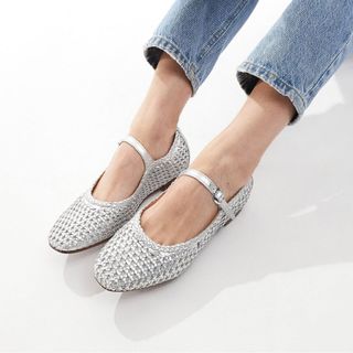 Off The Hook regent leather ballerina flats in silver