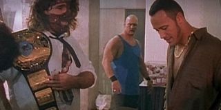 Mick Foley, Stone Cold Steve Austin, and Dwayne "The Rock" Johnson in Beyond The Mat