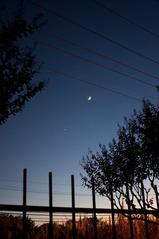 Moon, Venus and Meteor Over Texas