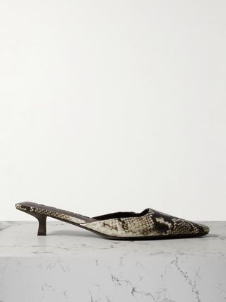 Mira Snake-Effect Leather Mules