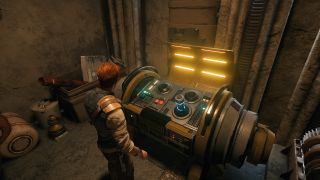 Star Wars Jedi: Survivor health stim locations - cal is standing in front of a chest which has a health cannister sticking out of it and a yellow glowing lid