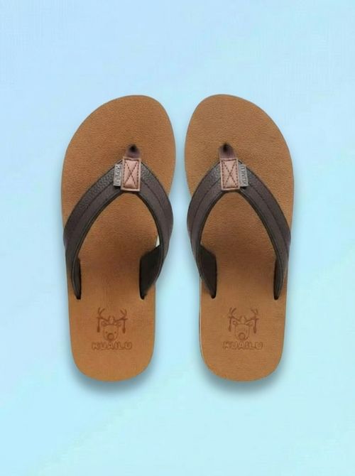 Kuailu Men's Leather Flip Flops