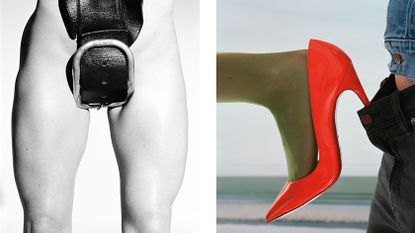 Left: Belt by Camille Vivier; right: Red Pump by Torbjørn Rødland erotica, Routine Desire