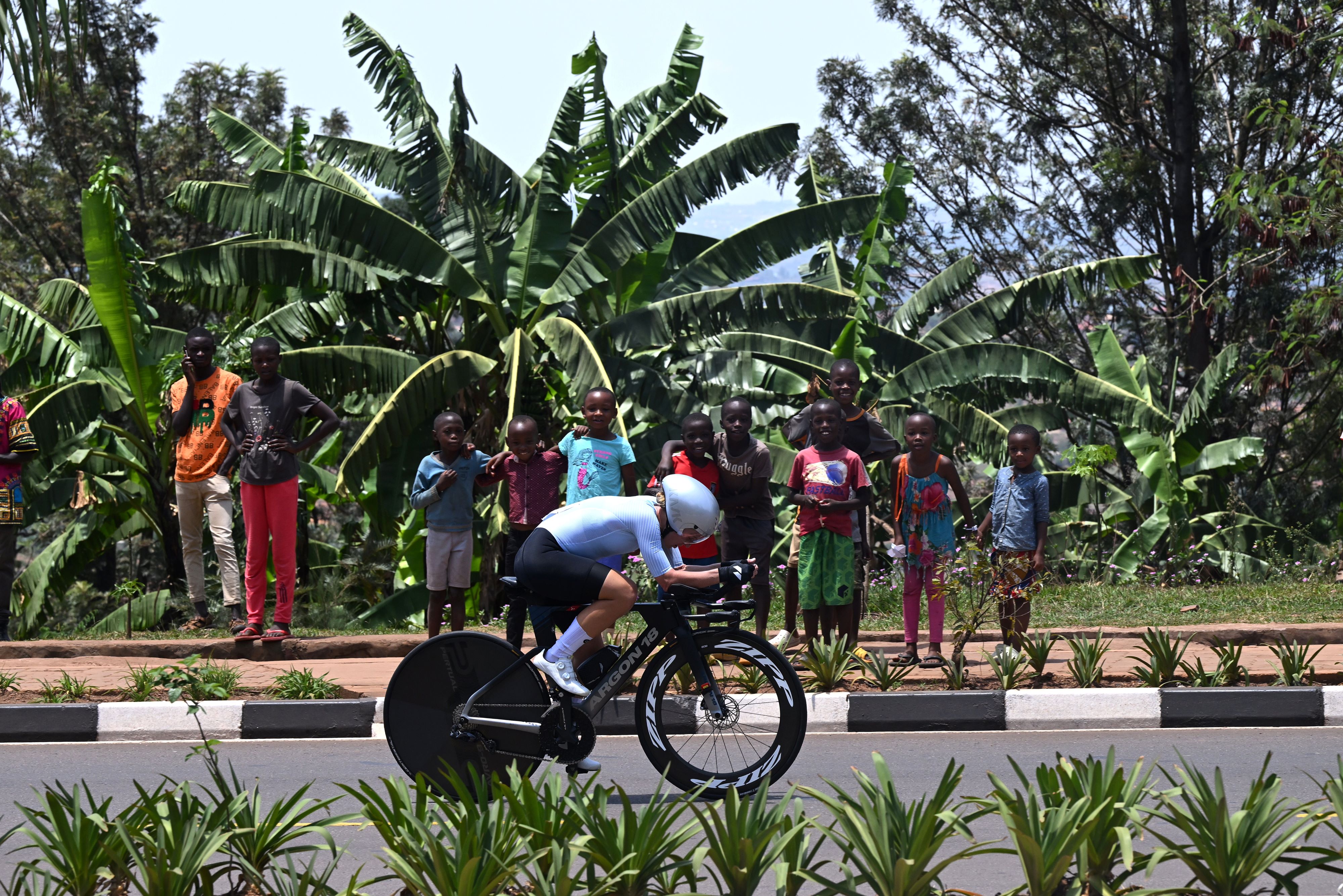 Natalia Frolova riding the women&#039;s ITT in Kigali.