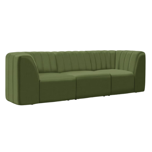 Green sofa with ridges