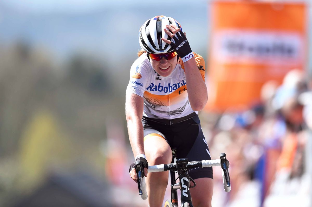 Anna van der Breggen (Rabo Liv) struggles to believes she's just won
