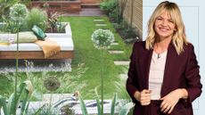  picture of backgorund with zoned garden layout and overlay of Zoe ball image 