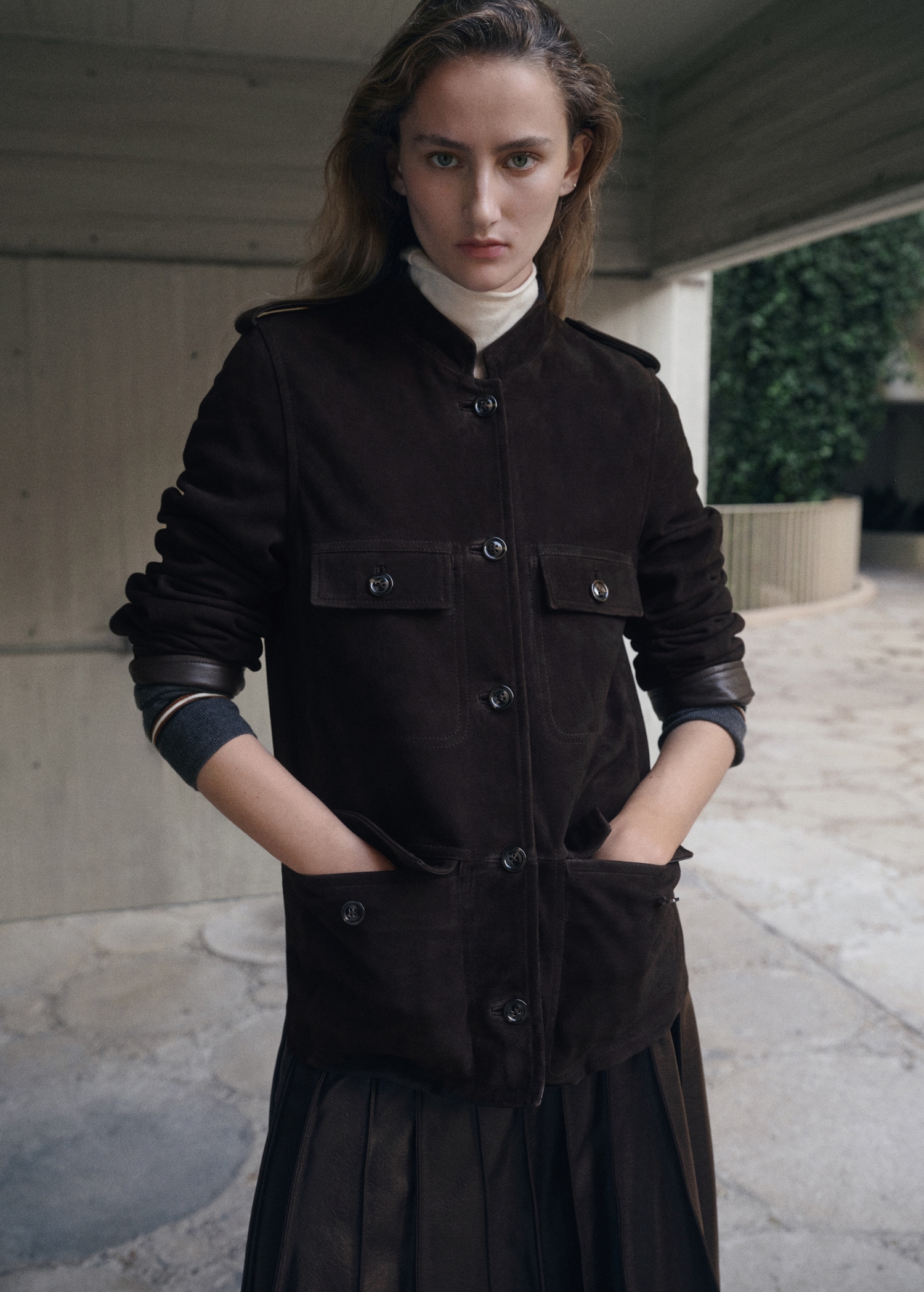 Suede Jacket With Band Collar - Women | Mango Usa