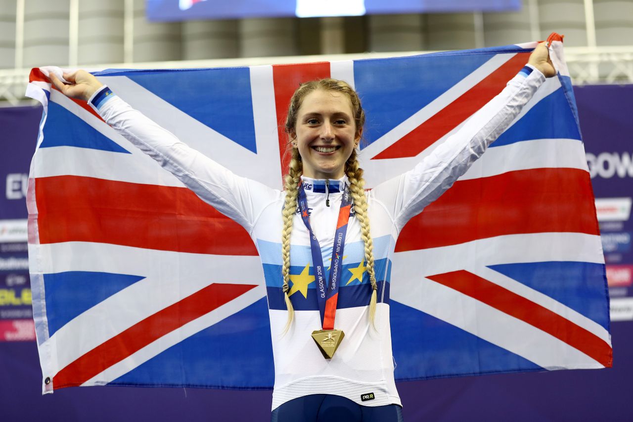<enter caption here> during the Track Cycling on Day Four of the European Championships Glasgow 2018 at Sir Chris Hoy Velodrome on August 5, 2018 in Glasgow, Scotland.