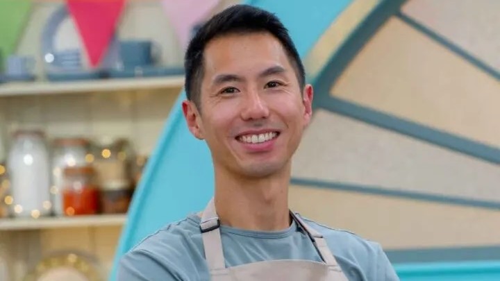 Sean Liu in key art for The Great American Baking Show on The Roku Channel