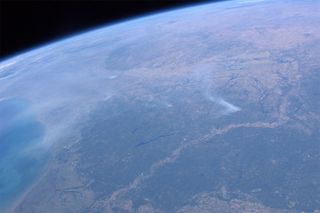 Texas wildfires as seen from the International Space Station by astronaut Ron Garan.