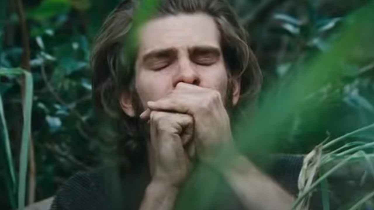 Andrew Garfield praying in Silence