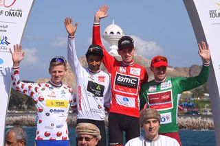 The Tour of Oman classification winners on the podium
