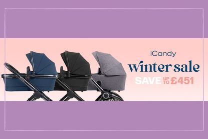 An image if three iCandy prams alongside the worlds 'iCandy Winter Sale - save up to £451