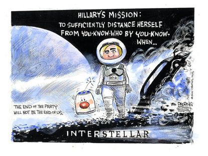 Political cartoon Hillary Clinton entertainment Obama 2016 election