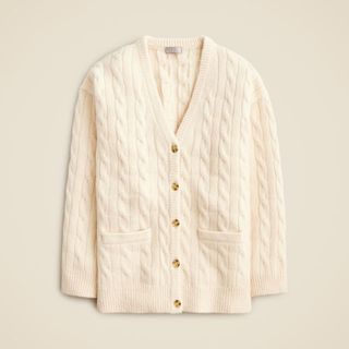 Relaxed cable-knit cardigan sweater