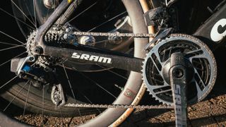 Dylan van Baarle's Cervelo S5 fitted with SRAM groupset