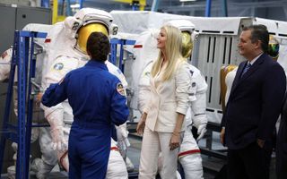 Ivanka Trump and U.S. Sen. Ted Cruz tour NASA's Johnson Space Center in Texas with astronaut Nicole Mann.