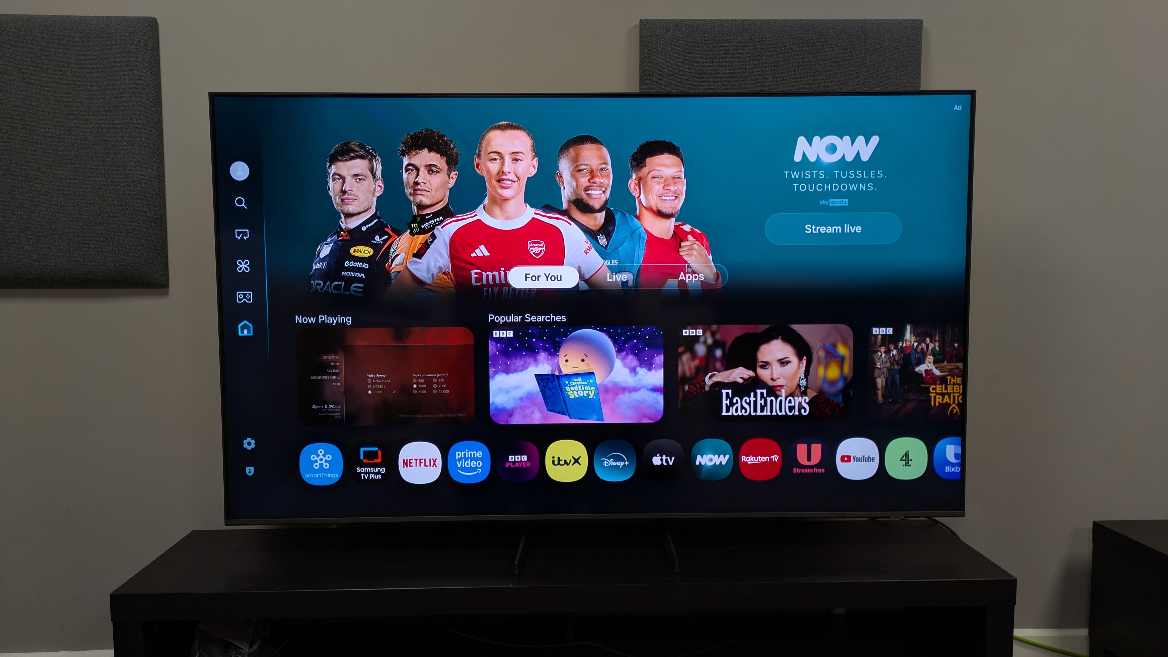 Samsung Q8F Tizen home screen
