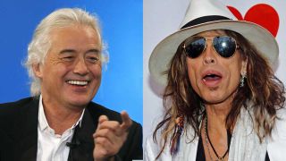 Red carpet shots of Jimmy Page and Steven Tyler