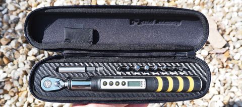 Topeak D-Torque Wrench in its case with its bits