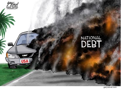 Political cartoon U.S. National debt money economics