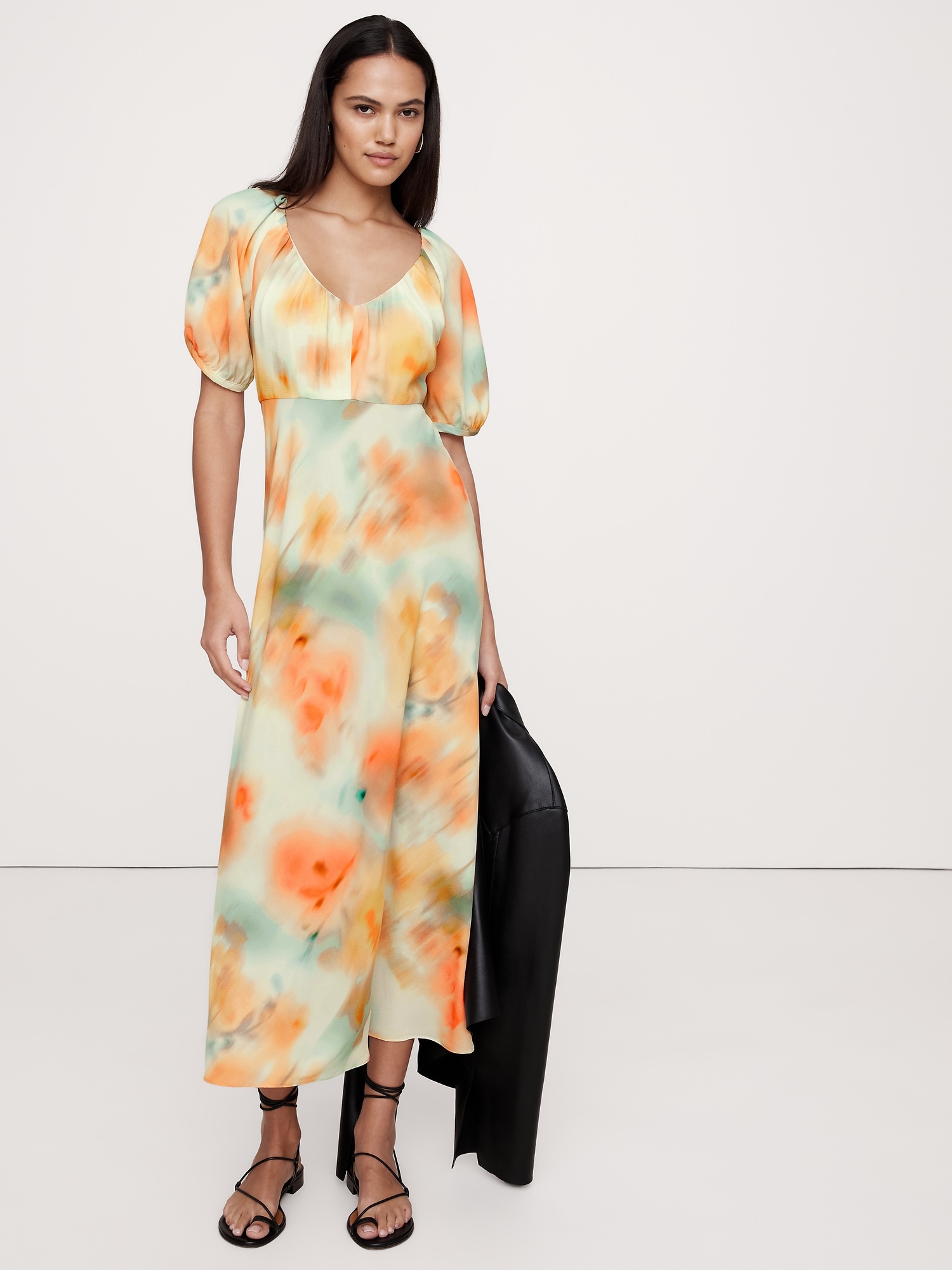 Chiffon V-Neck Maxi Dress