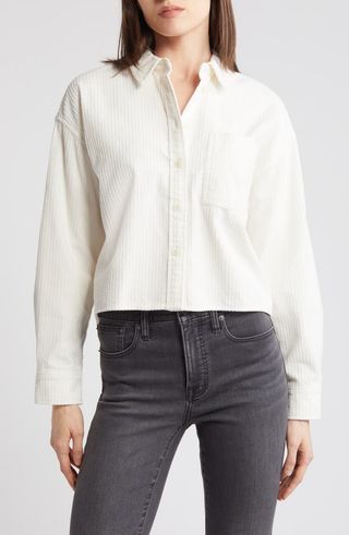 Variegated Corduroy Button-Up Shirt