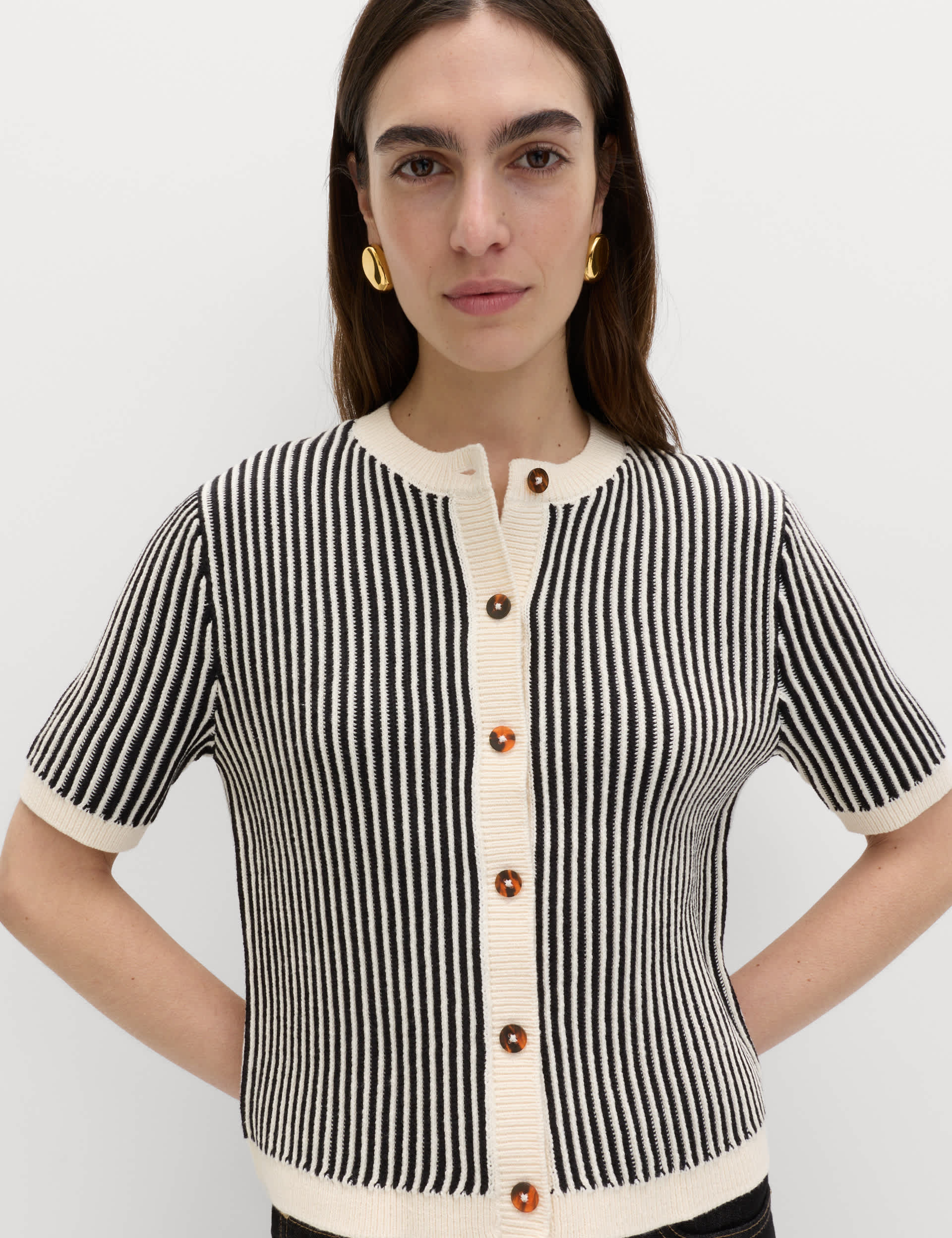 Cotton Rich Textured Cropped Cardigan