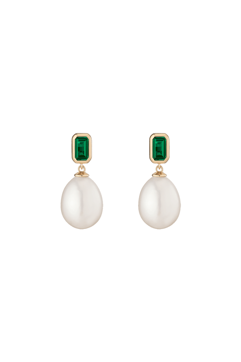 Lab Grown Emerald Heirloom Pearl Drop Earrings