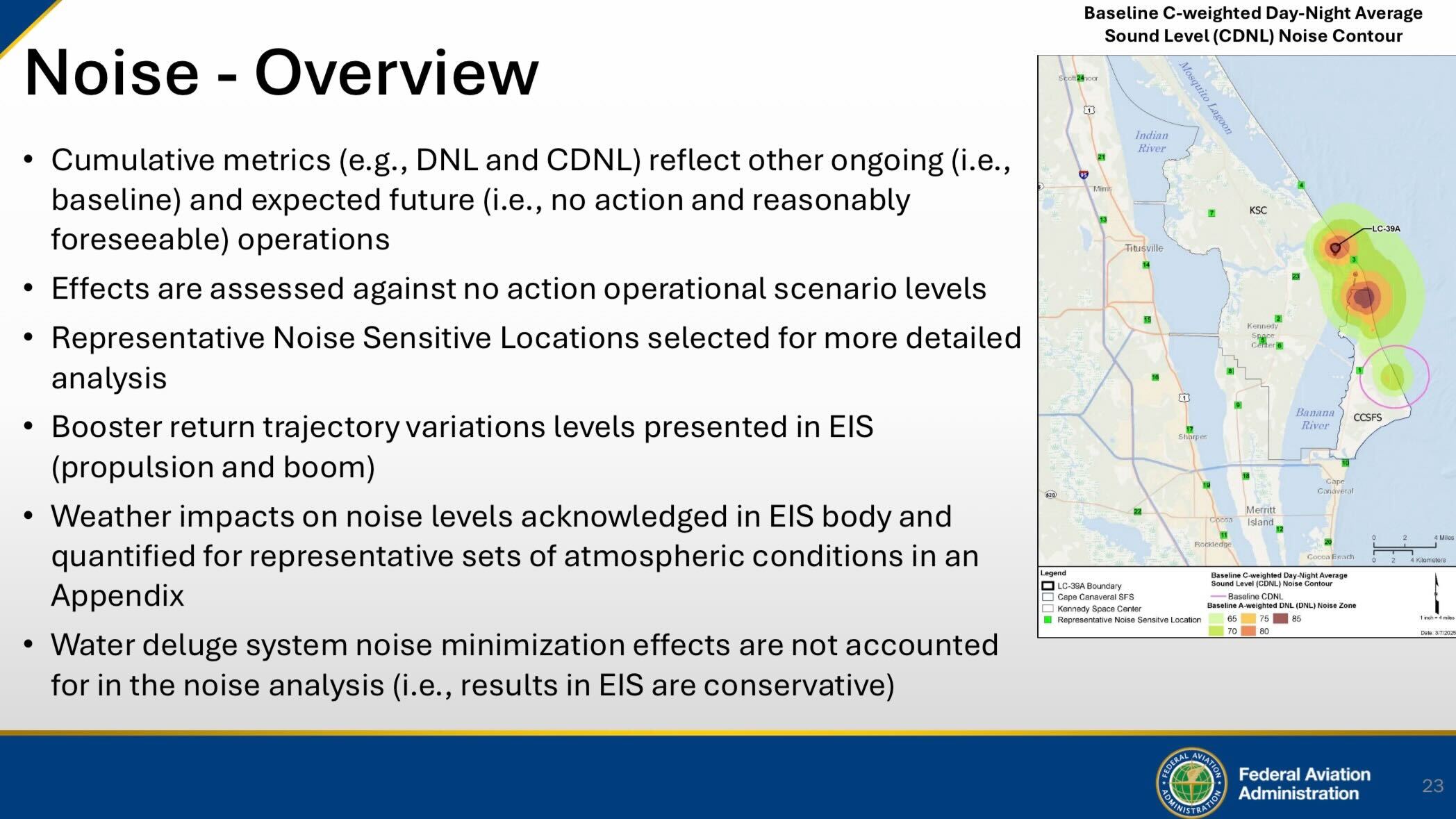A presentation slide showing info about Starship launches from Florida.