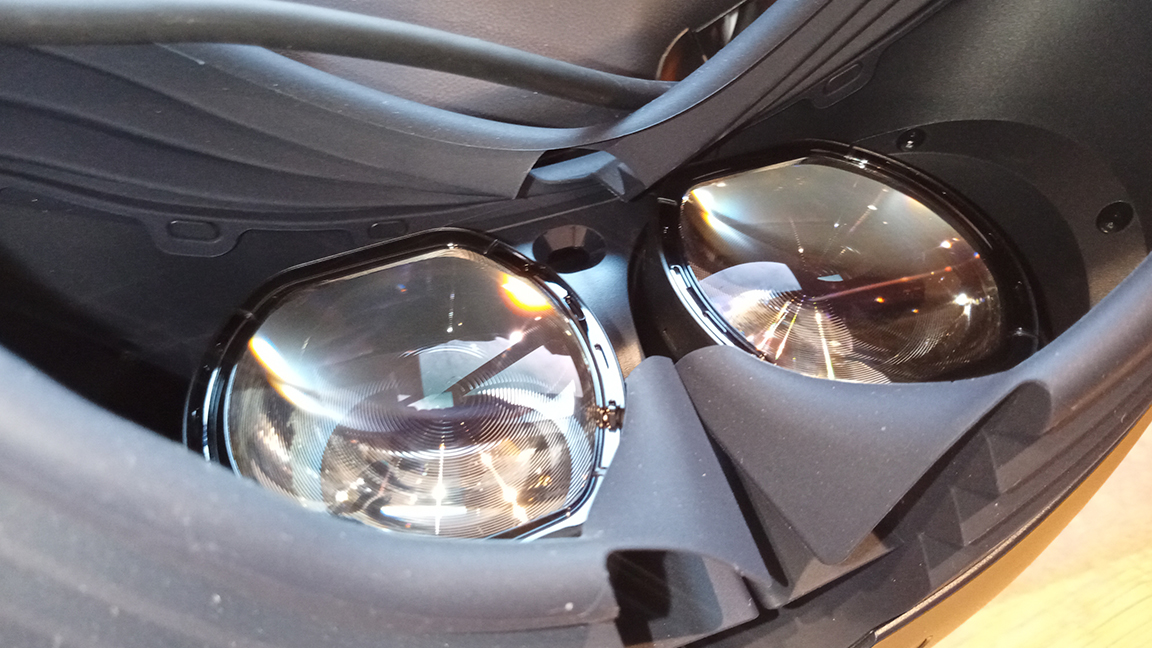 PSVR 2 review; the lenses of a VR headset