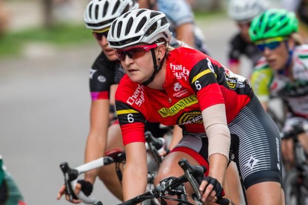 Lauren Rowney (Specialized-Lululemon) riding in the most aggressive jersey.