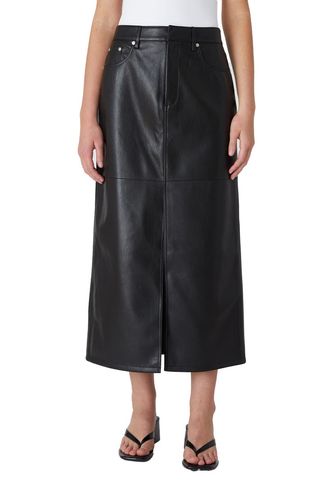 Faux leather midi skirt