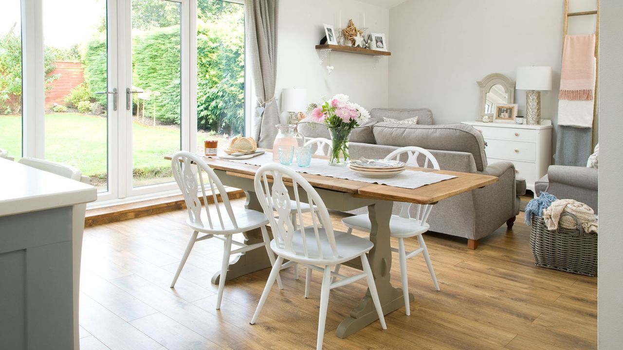 living area with ding area and wooden flooring