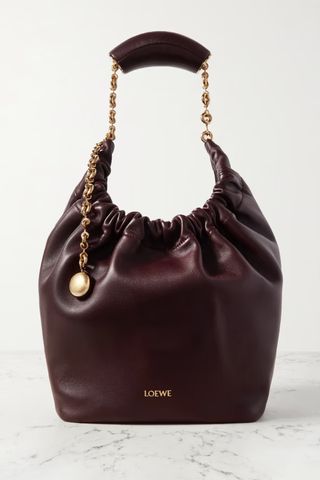 Loewe Squeeze Small Chain-embellished Gathered Leather Tote