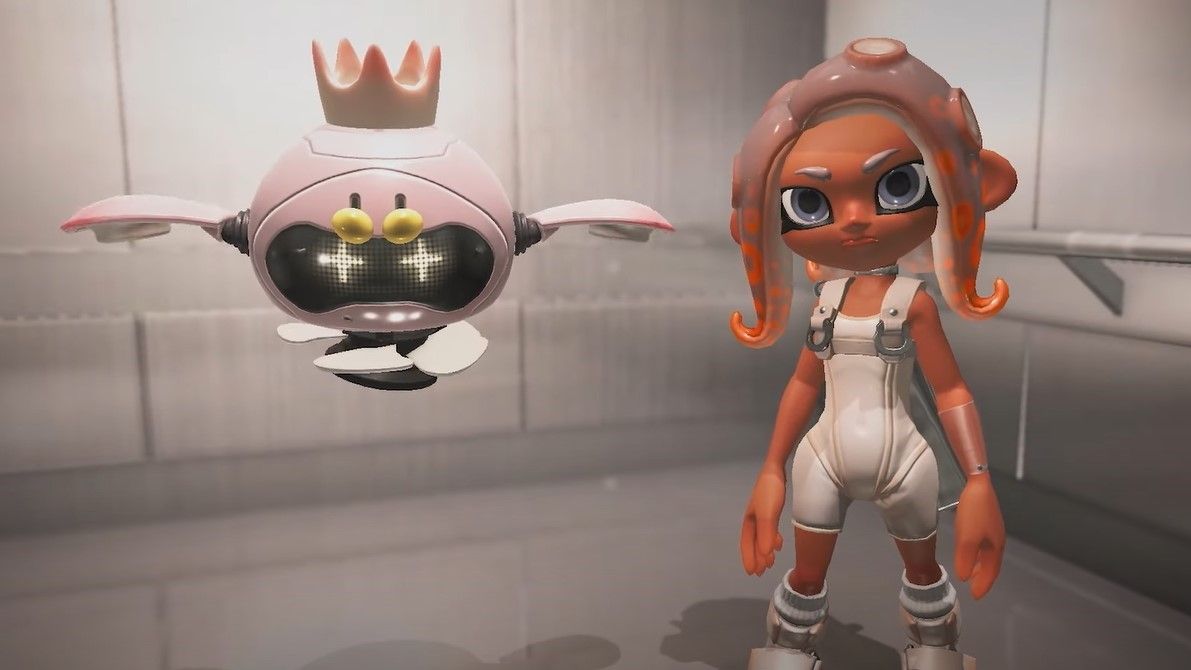 Agent 8 and the Pearl drone in Splatoon 3&#039;s Side Order DLC.