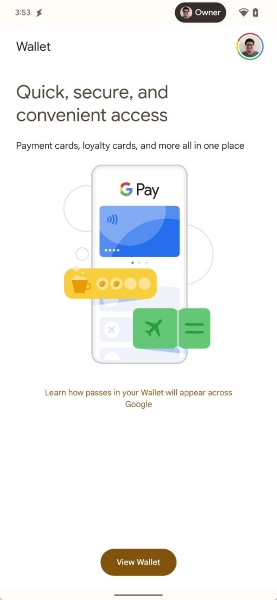 Nova interface da Google Wallet