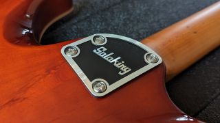 Close up of the neck plate on the Soloking MS-1 Custom