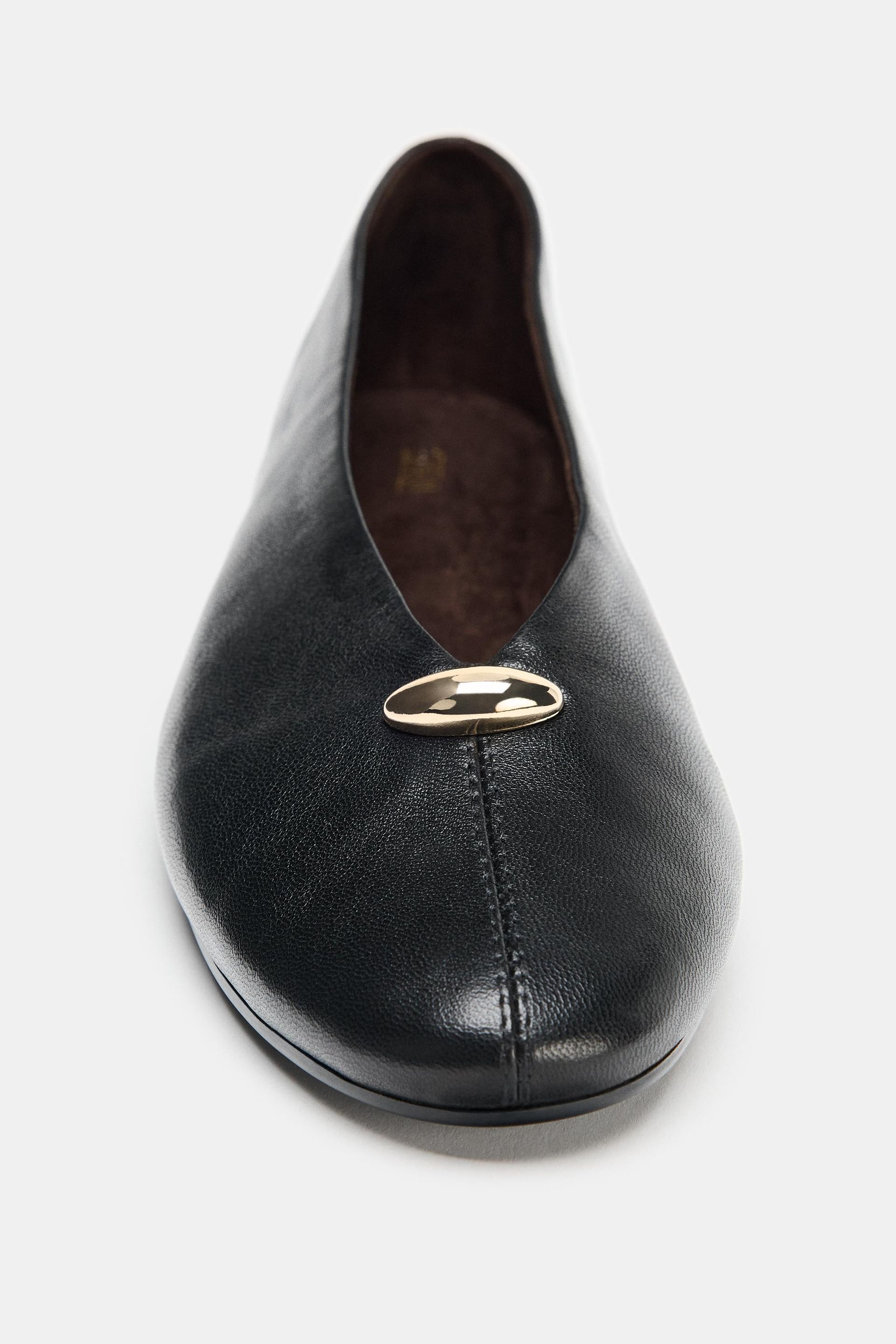 Leather Ballet Flats With AppliquÉ
